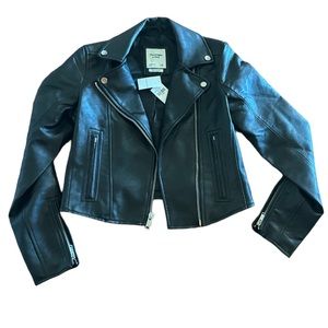 NWT Abercrombie & Fitch vegan leather moto jacket, XS, black